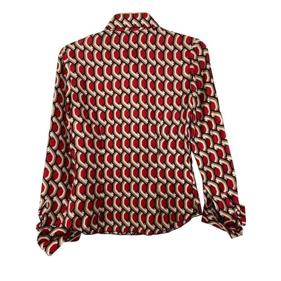 Trina Turk Women's Silk Button-Up Blouse Size P Multicolor Geometric Casual Fall - Picture 2 of 12